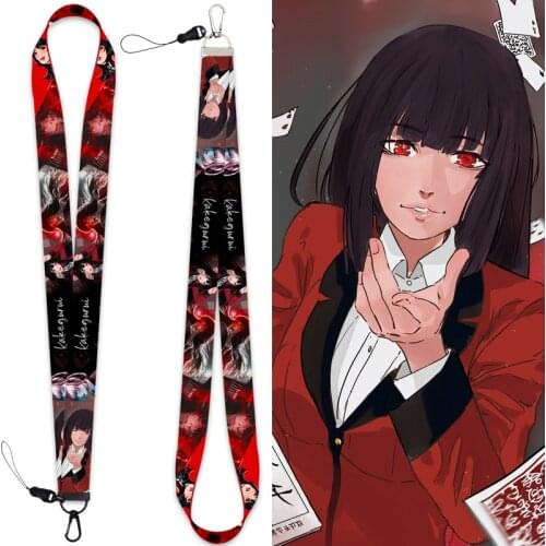 Anime Kakegurui Cosplay Prop Accessories Jabami Yumeko Cell Phone Neck Strap ID Lanyards Chain Key Rings