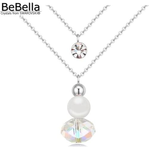 BeBella Classic 3 colors Pearl& crystal pendant necklace MADE WITH Crystals from Swarovski for women gift