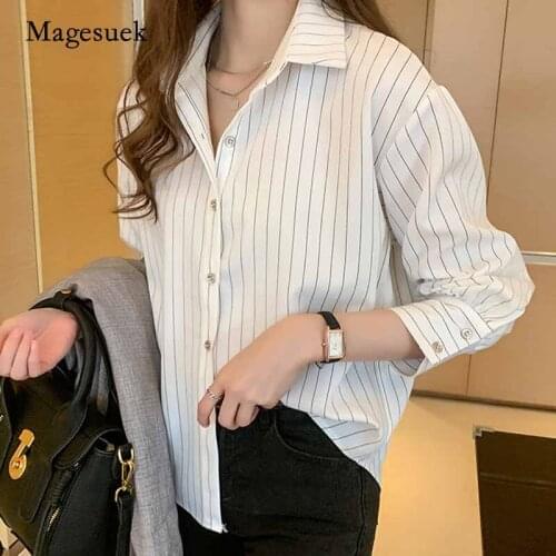 Fashion Woman Blouses Autumn Long Sleeve Women Shirts Striped Blouse Office Work Wear Women Blouses Retro Business Wear 10688