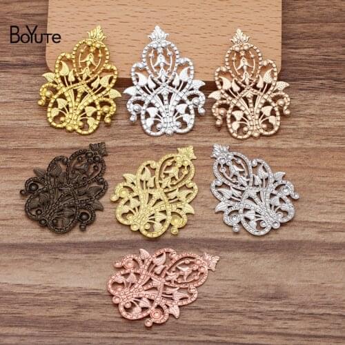 BoYuTe (20 Pieces/Lot) 35*48MM Flower Filigree Findings DIY Metal Brass Charms for Jewelry Making