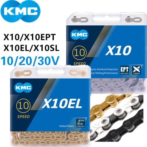 KMC Bicycle Chain 10 Speed X10 X10EPT X10EL X10SL Mountain Bike Chains Original 116 Links MTB Road Bikes Chains