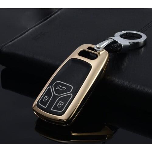 Zinc Alloy+Luminous Leather Car Key Cover Case Fob For AUDI A4 B9 Q5 Q7 TT TTS 8S 2016 2017 A6 A8 Car Styling Key Shell Keyring