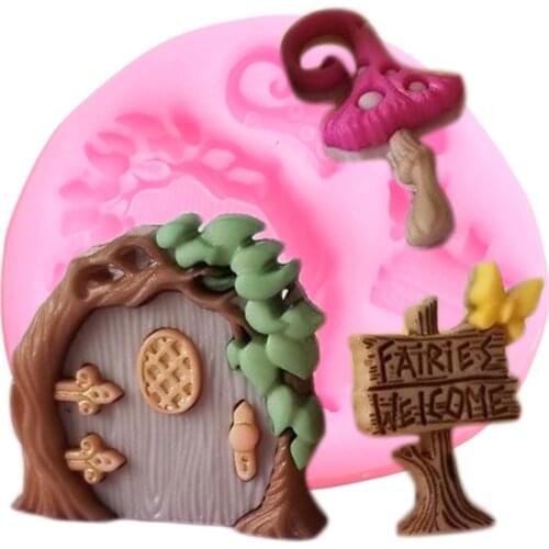 Fairy Garden Door Silicone Mold DIY Baby Birthday Fondant Cake Decorating Tools Resin Clay Cookie Candy Gumpaste Chocolate Molds