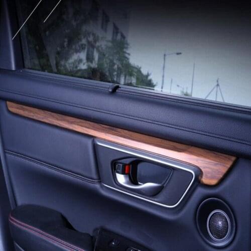 For Honda CR-V 2017 4PCS Peach Wood ABS Chrome Car Interior Side Door Body Cover Trim Molding Accessories