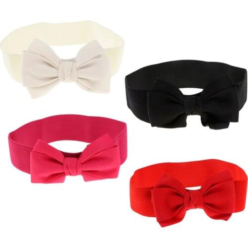 Large Bowknot Elastic Wide Waist Belt Stretch Band Womens Accessories