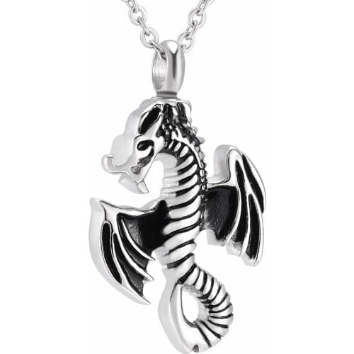 IJD8723 Trendy Flying Dragon Cremation Pendant Keepsake Memorial Urn Necklace for Ashes Funeral Jewelry&Free Fill Kits