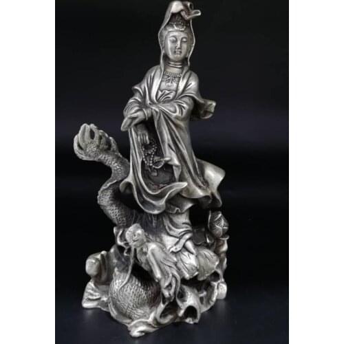 China White copper Goddess of mercy Buddha crafts statue