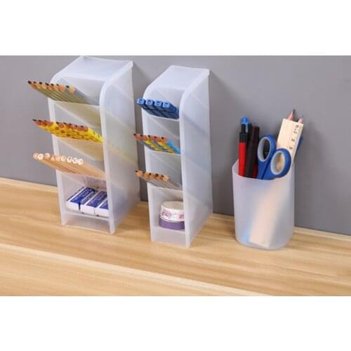 Creative Multifunctional 4 Grid Desktop Organizer Pen Holder Makeup Storage Box School Office Accessories Stationery