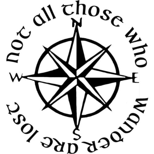 Not All Those Who Wander Are Lost LOTR Compass ExcitationText Sticker Car Decal L312