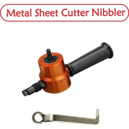 Sheet Metal Cutting Nibbler Double Headed Metal Saw Cutter Drill Attachment 360 Degree Adjustable with Extra Punch Cutting Tools