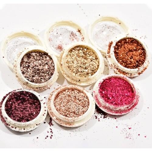 Newest nail art glitter 200color 6 bottle a set choose for beauty salon Gel Nails art Acrylic Cosmetic Glitter Powder set CMT235