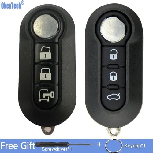 OkeyTech Flip Folding Car Key Shell For FIAT 500 Panda Punto Bravo Ducato Stilo Remote 3 Buttons Auto Key Case Fob SIP22 Blade