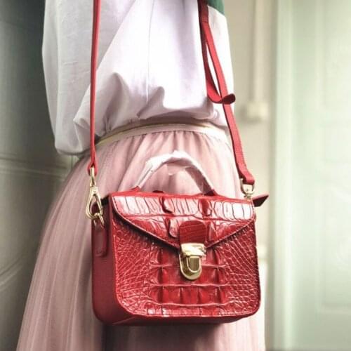 Ouruili Import Thailand crocodile skin summer lady slung hand bill of lading shoulder bag women flap bag lady small square