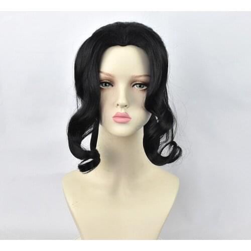 Anime Kimetsu No Yaiba Demon Slayer Cos Wig Kibutsuji Muzan Cosplay Black Long Curly Hair Halloween Cos Accesory Unisex Headge