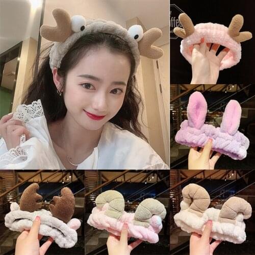 Soft Cute Animal Ear Shape Headband For Women Girls Turban Wash Face Hair Holder Headbands Cute Hair Accessories SANA889