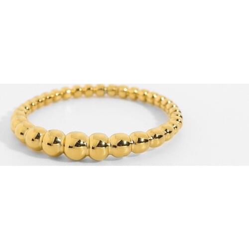 Gold Plated Stainless Steel Beads Rings For Women Creative Waterpoof Finger Rings Jewelry Tarnish Free