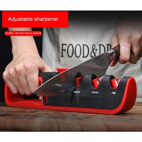 Professional Kitchen Four In One Knife Sharpener Angle Adjustable ABS Tungsten Steel Ceramics Emery Hand Held Knife Sharpener
