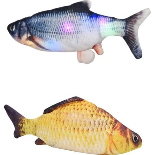 30CM Cat Toy Fish USB Electric Charging Simulation Dancing Jumping Moving Floppy Fish Cat Toy Electronic Fish For Cats Toys AIDA
