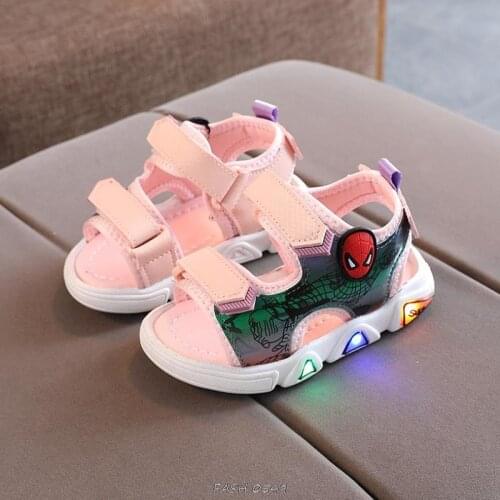 Brand SpiderMan Summer Infant Toddler Sandals Baby Girls Boys Casual LED Sandals Non-Slip Breathable Kids Sprot Shoes