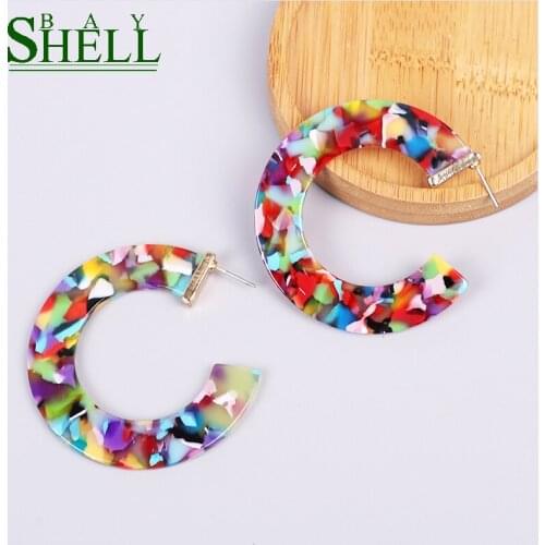 Shell Bay Punk Earrings Jewelry Women Acrylic Minimalist Fashion Earrings Cute Small Earings Big Simple Earring girls Wholesale