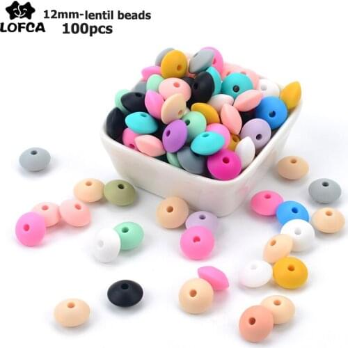 12MM 100pcs/lot Silicone lentil Beads Silicone BPA Free DIY Charms Newborn Nursing Accessory Teething Necklace Teething Toy