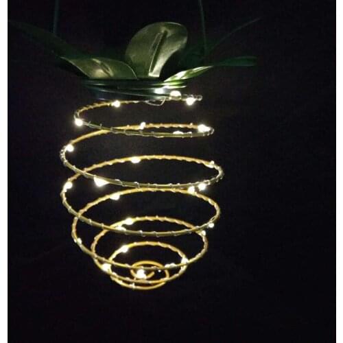 Solar Garden Lights Pineapple Shape Outdoor Solar Hanging Light Waterproof Wall Lamp Fairy Night Lights Iron Wire Art Home Decor