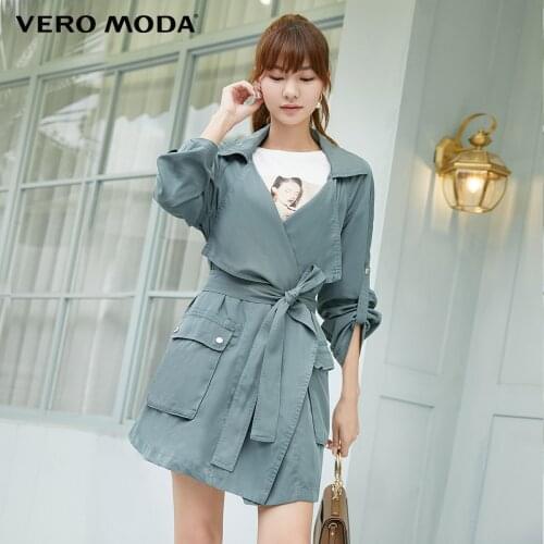 Vero Moda Womens Front Tie Two-Way 3/4 Sleeve Trench Coat | 319317506