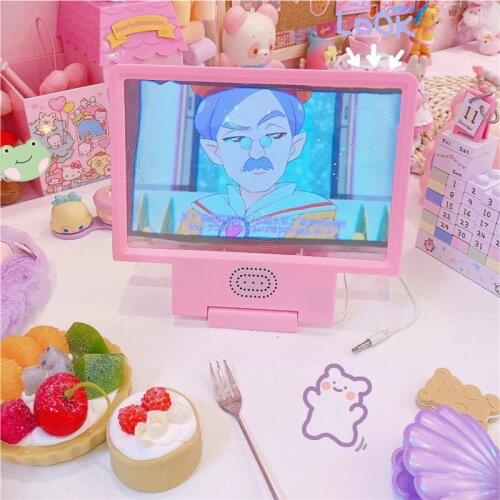 Pink Screen Magnifier Amplifier Horn Sound Video Enlarge Mobile Phone Screen Amplifier Universal Portable Folding