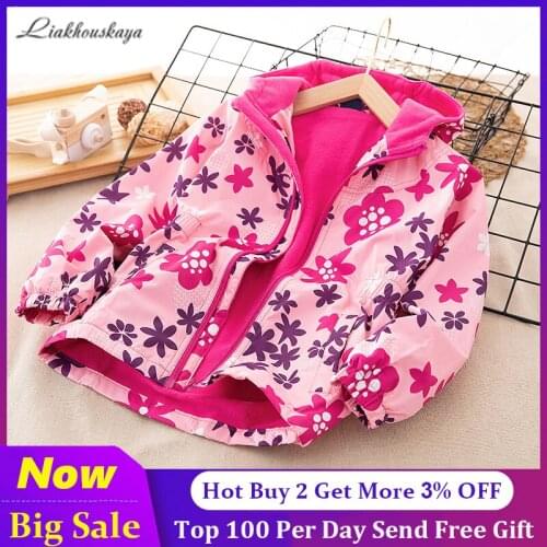4-13 Year Spring Autumn Windbreaker For Girls Boy Flower Childrens' Jacket Kids Coat Teen Child Outerwear Hooded Zipper Clothes