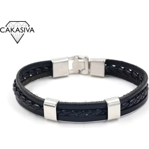 Vintage Three-layer Woven Leather Bracelet Party Gift Birthday Holiday Jewelry Wholesale