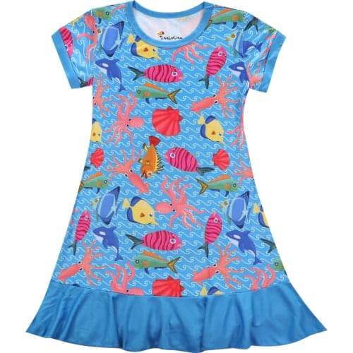Children Summer Dresses Kids Nightdress 3D Printed Dress for Girl Baby Sleepwear New Princess Nightgowns Round Neck Pajama Dress