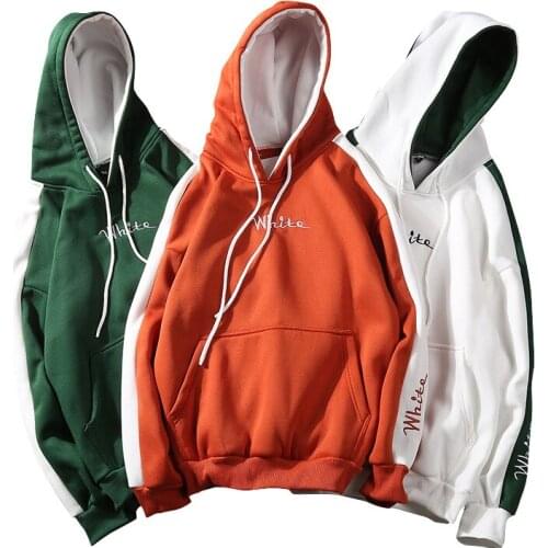 Zuolunouba Autumn Winter Coat Long Sleeve Thick Hooded Casual Pullover Letter White Embroidery Splice Hoodies Women Sweatshirts