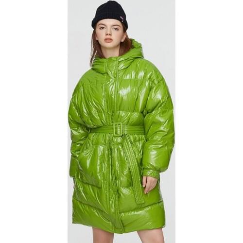 Down Coat Winter Women 2021 Long Parka Puffer Feather Down Coat 90% Duck Down Jacket With Belt Waterproof Shiny Overcoat