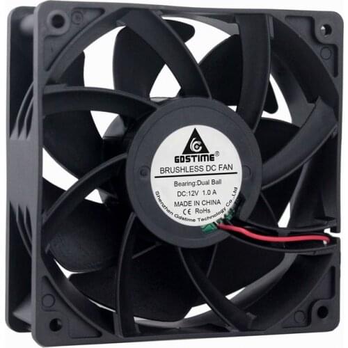 1 Piece Gdstime DC 12V Dual Ball 120*120*38mm 12cm High Air Pressure Airflow Cooling Fan 120mmx38mm Industrial Equipment Cooling