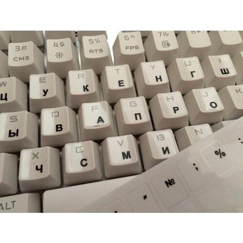 1PCs Russian Transparent Keyboard Stickers Russia Layout Alphabet Black White Label Letters for Notebook Computer PC Laptop