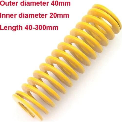 1PCS Yellow Long Light Load Stamping Compression Mould Die Spring Outer Diameter 40mm Inner Diameter 20mm Length 40-100mm
