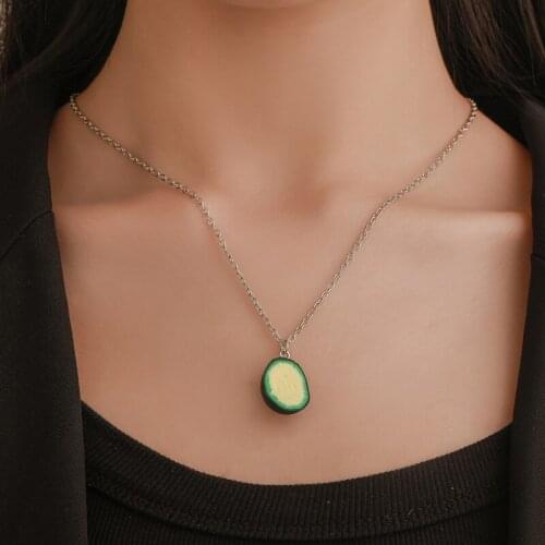 1PCS Cute Avocado Shape Pendant Necklace For Women Girl Fruit Shape Chains Charms Necklace Party Gifts Fashion Jewelry