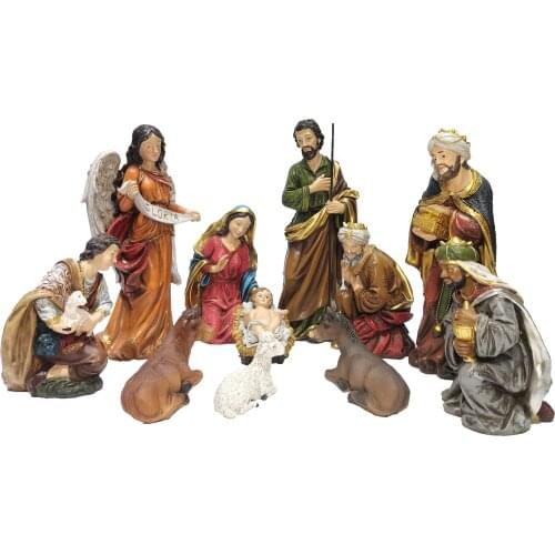 11 Piece Nativity Scenes Set 16 inch Holy Family Statue Baby Jesus Manger Christmas Crib Ornament Church Xmas Gift Home Decor