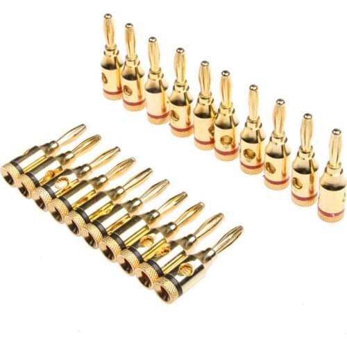 20Pcs Banana Plugs 4mm 24k Gold-Plated Musical Audio Speaker Cable Wire Connector Musical Speaker Cable Wire Pin Connector