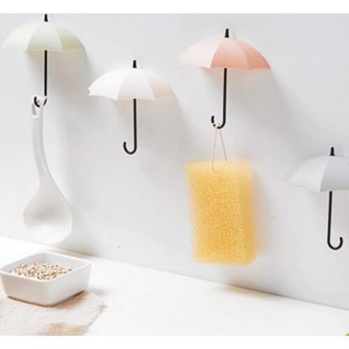 3pcs/lot Umbrella Shaped Creative Key Hanger Rack Home Decorative Holder Wall Hook For Kitchen Organizer Bathroom Accessories