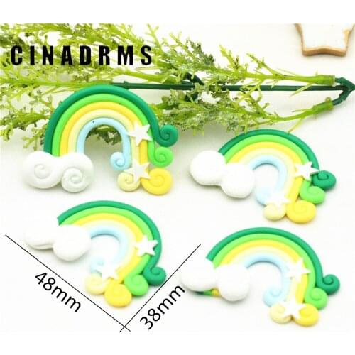 38mmX48mm Polymer Clay St Patricks Day Rainbow Cabochons|St Patricks Day Scrapooking Supplies