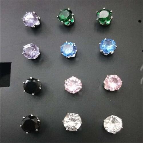 6Pcs/set Crystal Stud Earrings For Women Girls Gifts boucle d'oreille Silver Color Statement Earring Fashion Jewelry Brincos Top