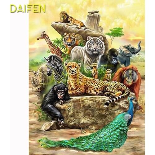 Full Square Diamond embroidery Peacock leopard lion DIY Diamond mosaic Full Round Diamond painting Cross stitch Peacock leopard