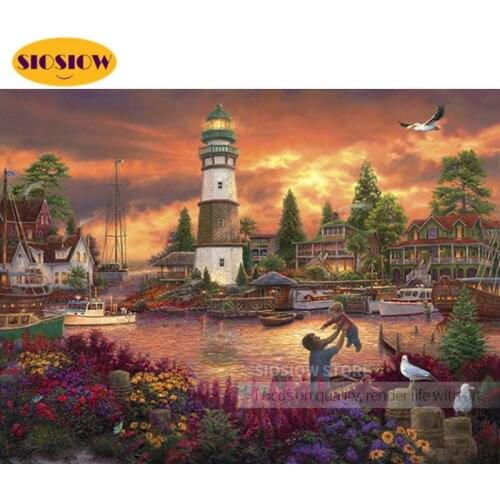 Diamond Painting 5D Lighthouse Diamond Embroidery House Scenery Rhinestones Landscape Cross Stitch Kits Art Picture Hobby Gifts