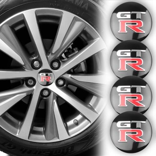 Car Styling 4PCS 56mm Wheel Hub Center Caps GTR Emblem Sticker Badge Decal For Nissan GTR R35 R34 Altima March Accessories