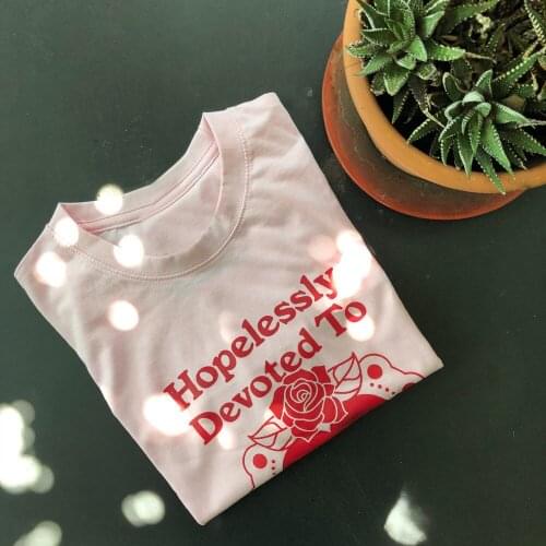 HOPELESSLY DEVOTED TO ME art T-Shirt funny 100% Cotton quote unisex women tumblr camisetas grunge graphic Fashion tshirt top tee
