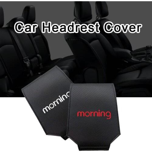 Car Headrest Cover For KIA Morning Carbon Fiber Leather Car Headrest Protector Case Car-Styling