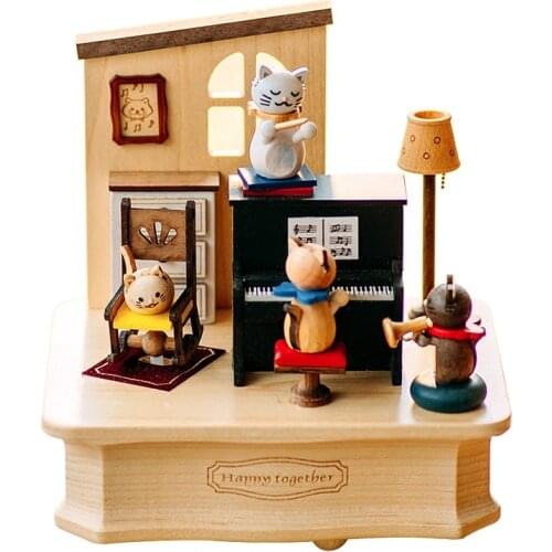 Wood Movement Cute Music Box Kit Birthday Decorative Boxes Carousel Musical Production Melody Caja Musical Birthday Gift EH50MB