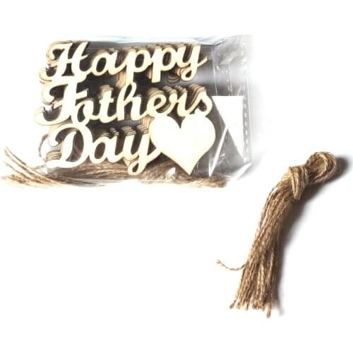 Wooden DIY Small Pendants Happy Fathers Day Mothers Day Words Ornaments Decorations Dad And Mom Gifts