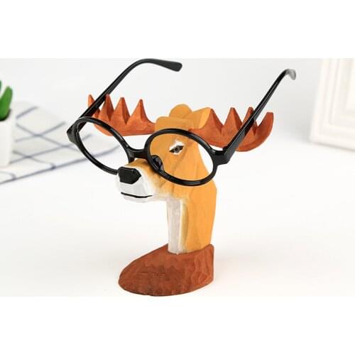 Wooden Hand Carved Sunglasses Eyeglass Holder Nose Animal Giraffe Stand